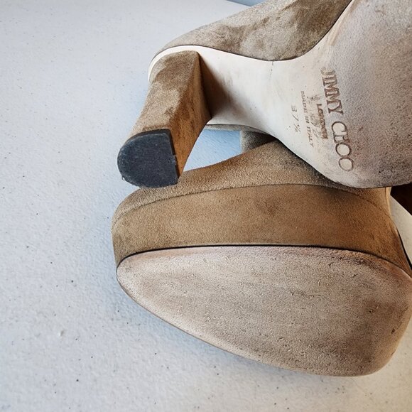 Jimmy Choo Tan Suede Booties "EUC" - Picture 13 of 16